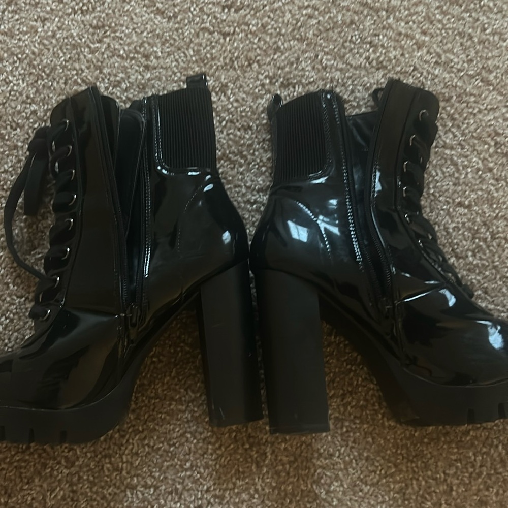 Black patent leather boots